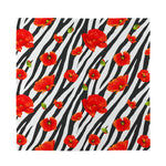 Black White Zebra Flower Pattern Print Silk Bandana