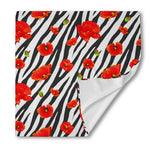 Black White Zebra Flower Pattern Print Silk Bandana