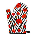 Black White Zebra Flower Pattern Print Single Oven Mitt