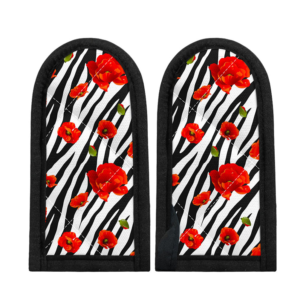 Black White Zebra Flower Pattern Print Skillet Handle Cover
