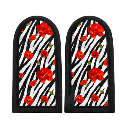 Black White Zebra Flower Pattern Print Skillet Handle Cover