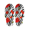 Black White Zebra Flower Pattern Print Slippers