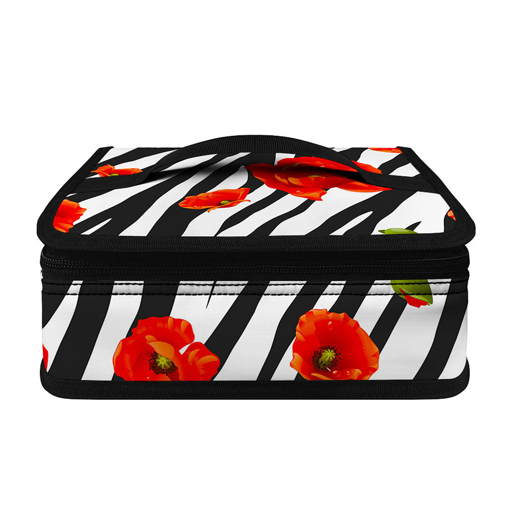 Black White Zebra Flower Pattern Print Small Lunch Bag