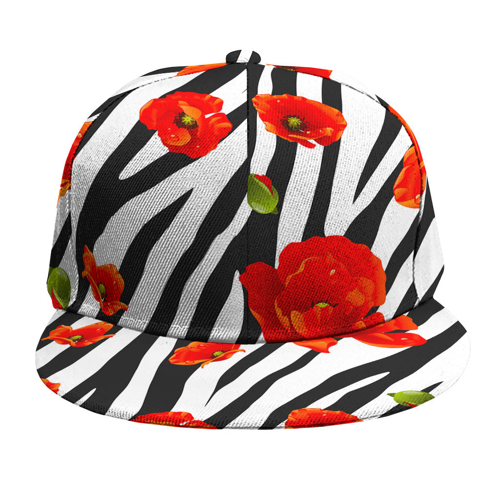 Black White Zebra Flower Pattern Print Snapback Cap