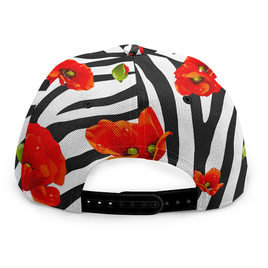 Black White Zebra Flower Pattern Print Snapback Cap