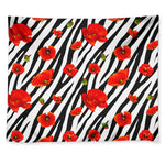 Black White Zebra Flower Pattern Print Tapestry