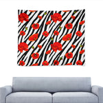 Black White Zebra Flower Pattern Print Tapestry
