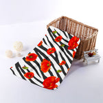 Black White Zebra Flower Pattern Print Towel
