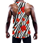 Black White Zebra Flower Pattern Print Training Tank Top
