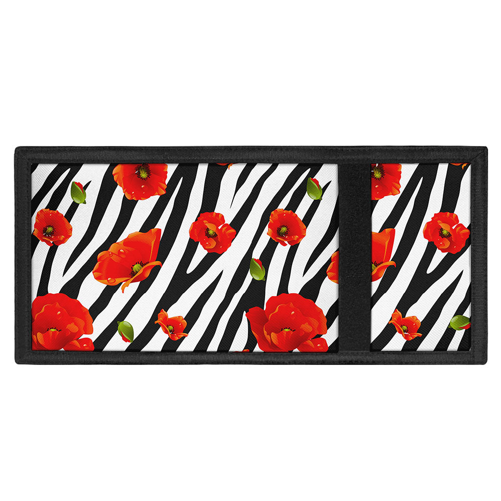 Black White Zebra Flower Pattern Print Trifold Wallet