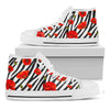 Black White Zebra Flower Pattern Print White High Top Sneakers