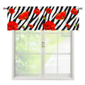 Black White Zebra Flower Pattern Print Window Valance