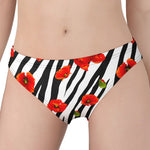 Black White Zebra Flower Pattern Print Women's Panties