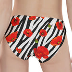 Black White Zebra Flower Pattern Print Women's Panties