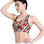Black White Zebra Flower Pattern Print Women's Sports Bra