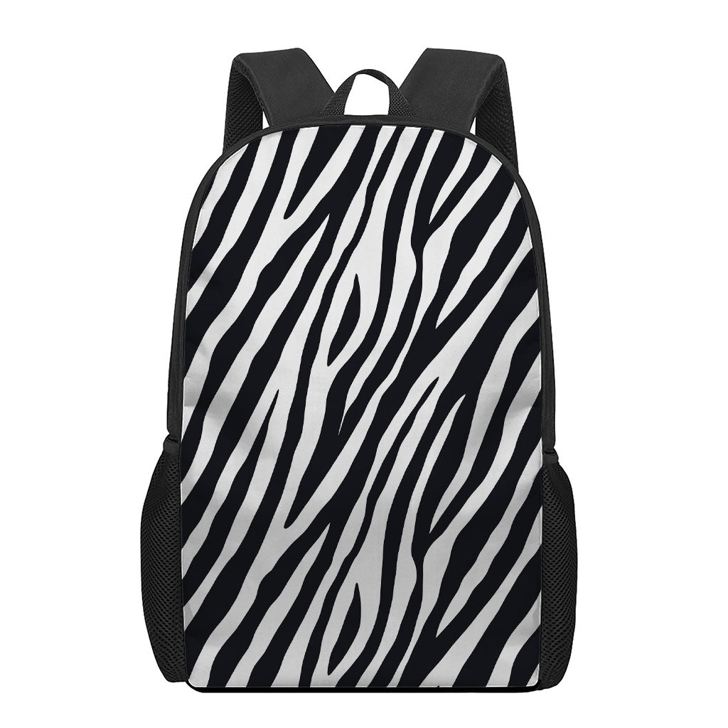 Black White Zebra Pattern Print 17 Inch Backpack