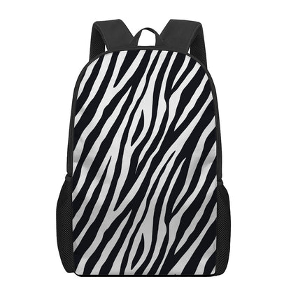 Black White Zebra Pattern Print 17 Inch Backpack