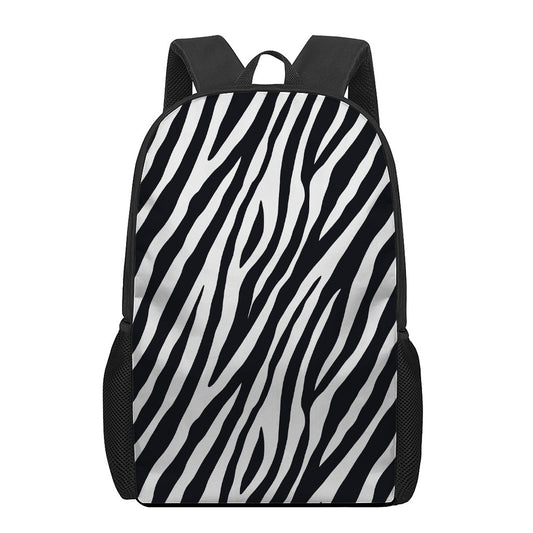 Black White Zebra Pattern Print 17 Inch Backpack