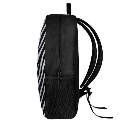 Black White Zebra Pattern Print 17 Inch Backpack
