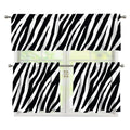 Black White Zebra Pattern Print 3 Piece Kitchen Curtains