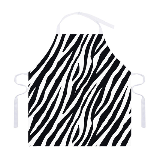 Black White Zebra Pattern Print Adjustable Apron