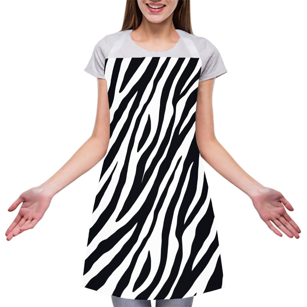 Black White Zebra Pattern Print Adjustable Apron