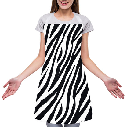 Black White Zebra Pattern Print Adjustable Apron