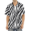 Black White Zebra Pattern Print Aloha Shirt