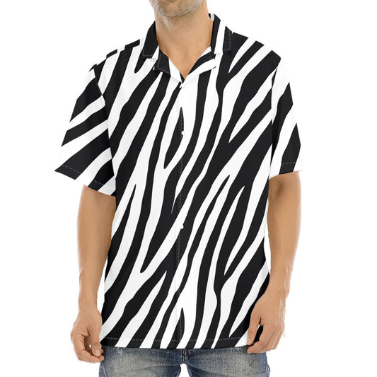 Black White Zebra Pattern Print Aloha Shirt