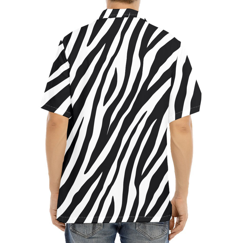 Black White Zebra Pattern Print Aloha Shirt