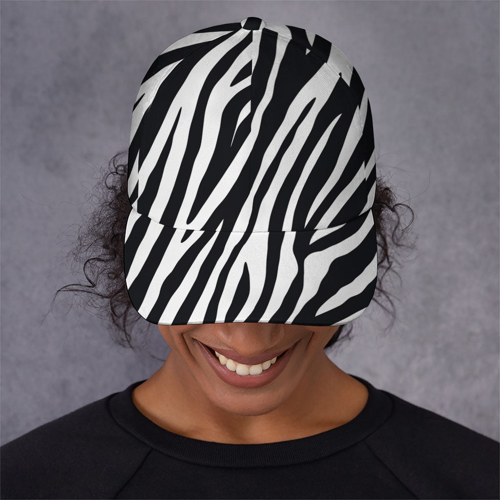 Black White Zebra Pattern Print Baseball Cap