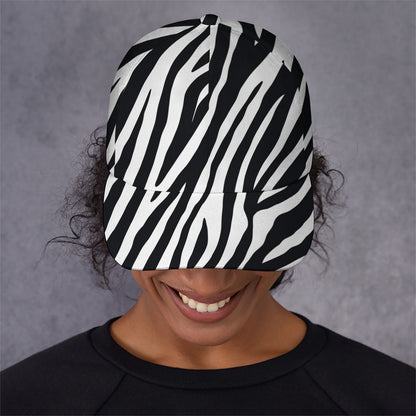 Black White Zebra Pattern Print Baseball Cap