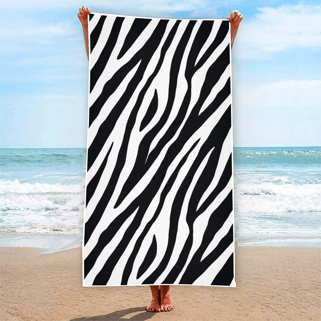 Black White Zebra Pattern Print Beach Towel