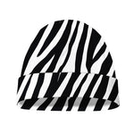 Black White Zebra Pattern Print Beanie