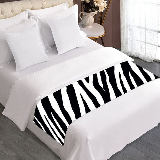 Black White Zebra Pattern Print Bed Runner