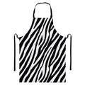 Black White Zebra Pattern Print Bib Apron With Pocket