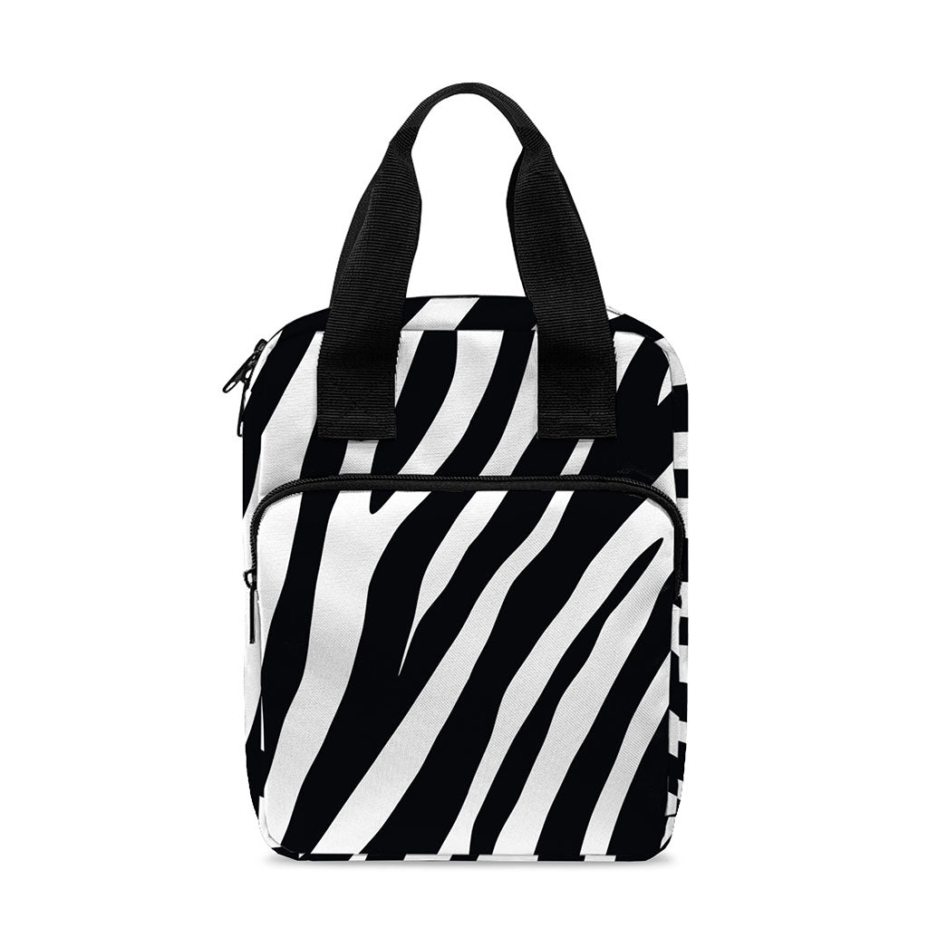 Black White Zebra Pattern Print Bible Tote Bag