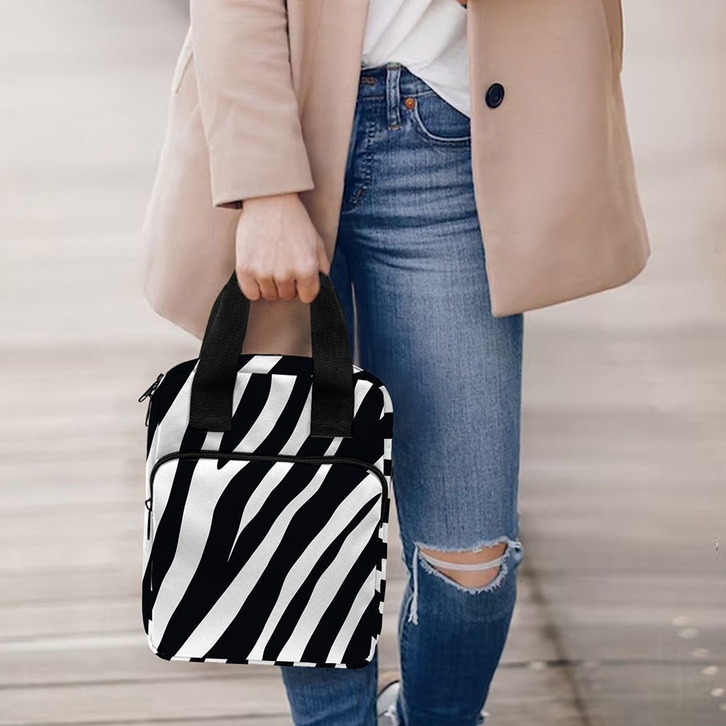 Black White Zebra Pattern Print Bible Tote Bag