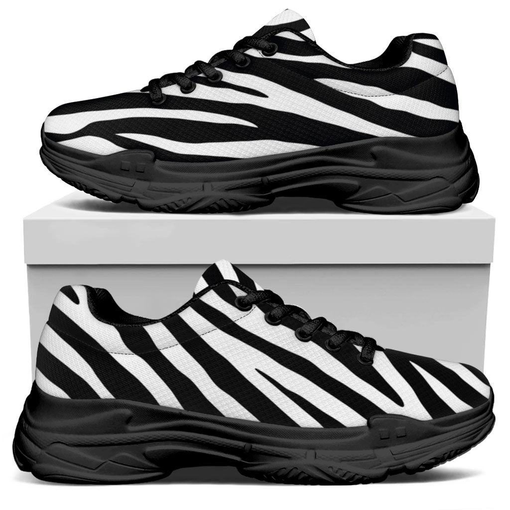 Black White Zebra Pattern Print Black Chunky Shoes