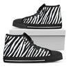 Black White Zebra Pattern Print Black High Top Sneakers