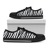 Black White Zebra Pattern Print Black Low Top Sneakers