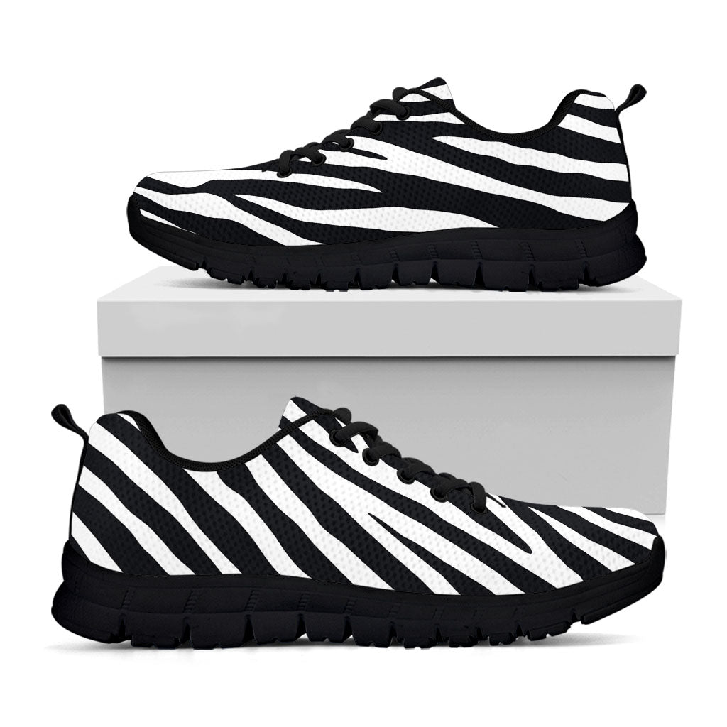 Black White Zebra Pattern Print Black Running Shoes