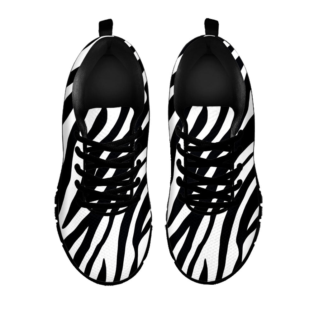 Black White Zebra Pattern Print Black Running Shoes