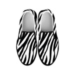 Black White Zebra Pattern Print Black Slip On Sneakers