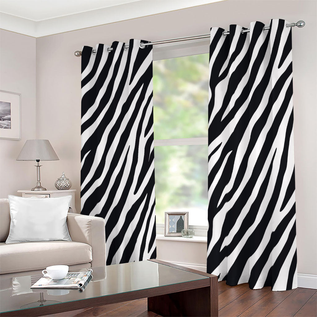 Black White Zebra Pattern Print Blackout Grommet Curtains