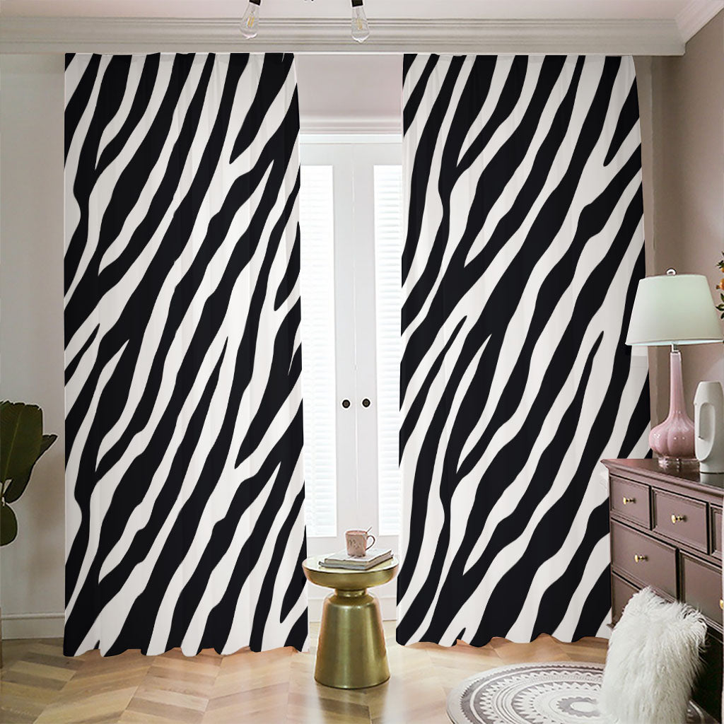 Black White Zebra Pattern Print Blackout Pencil Pleat Curtains