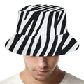 Black White Zebra Pattern Print Bucket Hat