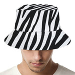 Black White Zebra Pattern Print Bucket Hat