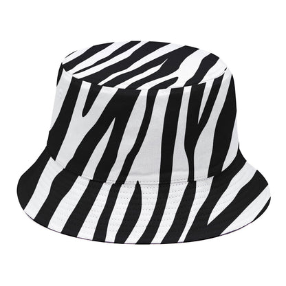 Black White Zebra Pattern Print Bucket Hat