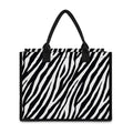 Black White Zebra Pattern Print Canvas Tote Bag